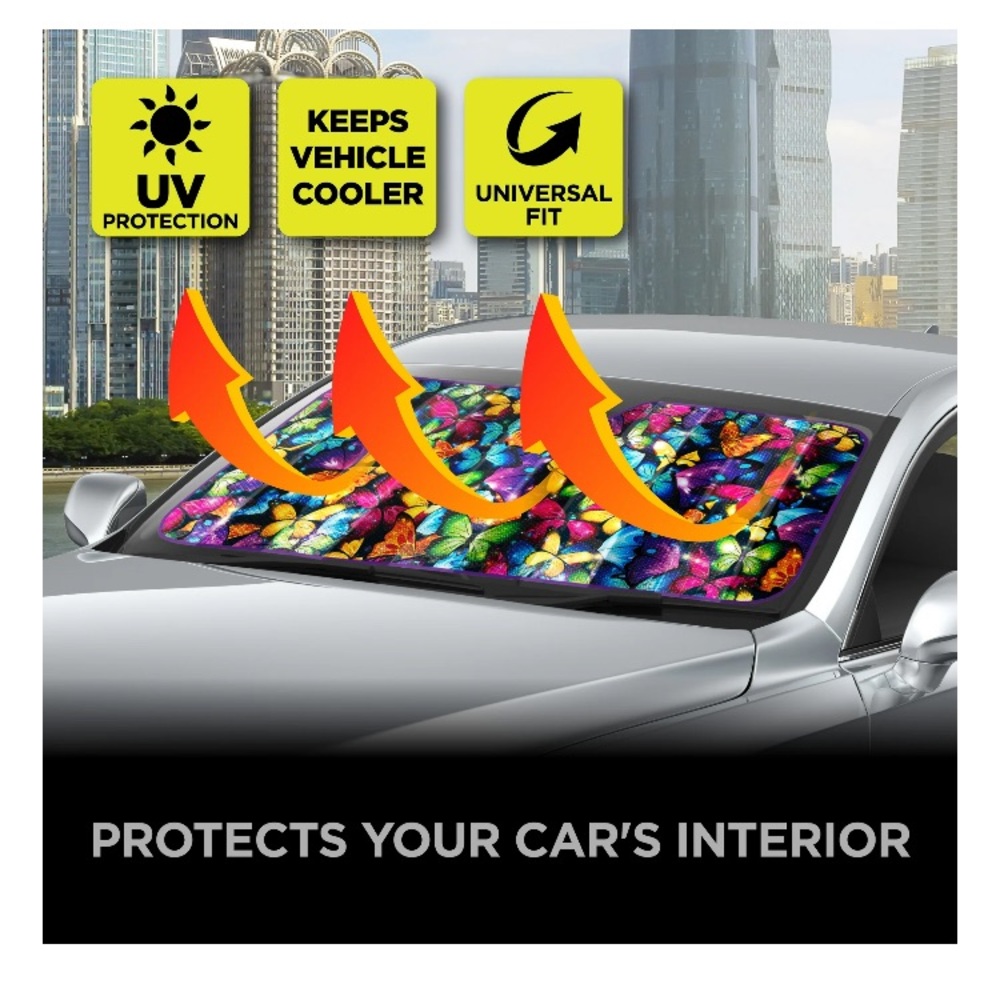 💜Auto Drive Vehicle's Windshield Fit Butterfly Accordion Sun Shade - Picture 4 of 13